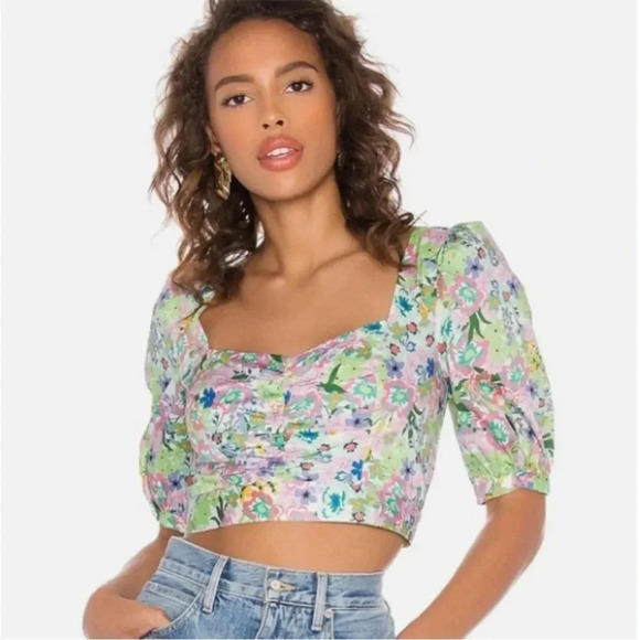 For Love & Lemons Jardine floral crop top - Picture 1 of 10